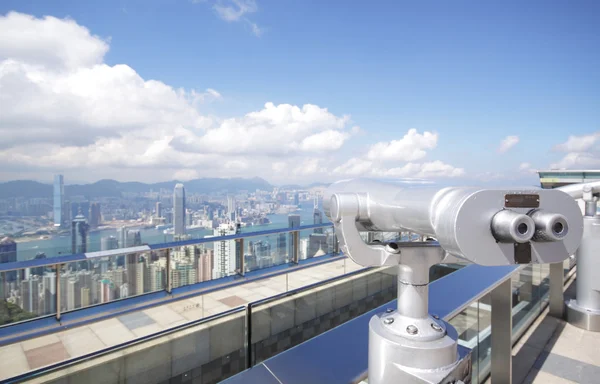 View point with telescope near hongkong,china — Stock Photo, Image