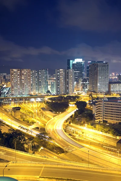 Traffic in Hong Kong at night — Stock Photo, Image