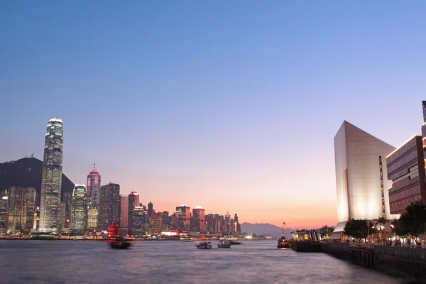 Magisch uur van Victoria haven, Hong Kong — Stockfoto