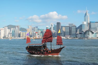 Hong Kong junk boat clipart