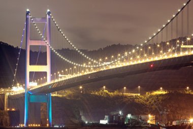 gece hong Kong'daki Tsing ma bridge