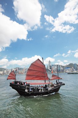 Hong Kong junk boat clipart