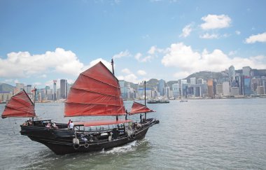 Önemsiz tekne turist hong kong victoria Harbour