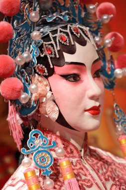 Çin opera kukla ve kırmızı bez metin alanı, o bir oyuncak değil.