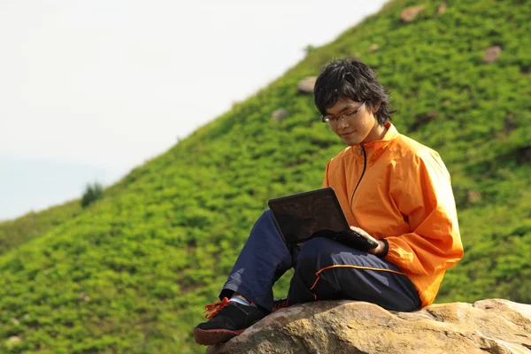 Asain Man with notebook — Stock Photo, Image