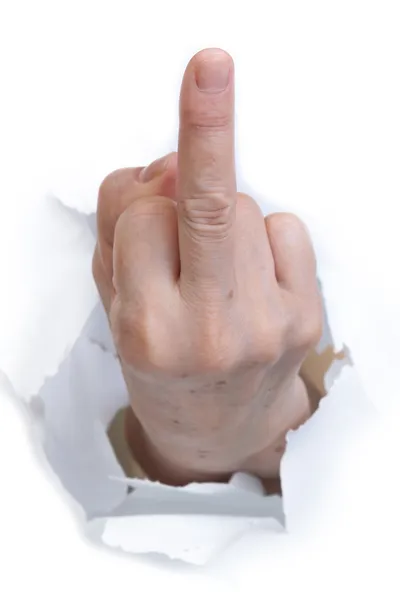 Mano mostrando cazzo fuori con il dito medio — Foto Stock