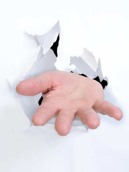 Mão quebrou o sinal de fabricação de papel — Fotografia de Stock