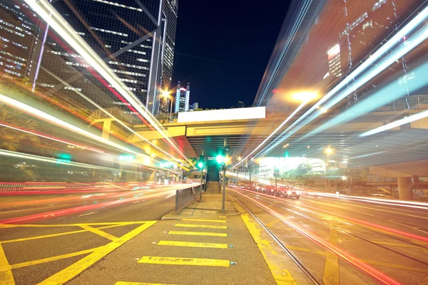 Busy traffic night in finance urban — Stock Photo, Image