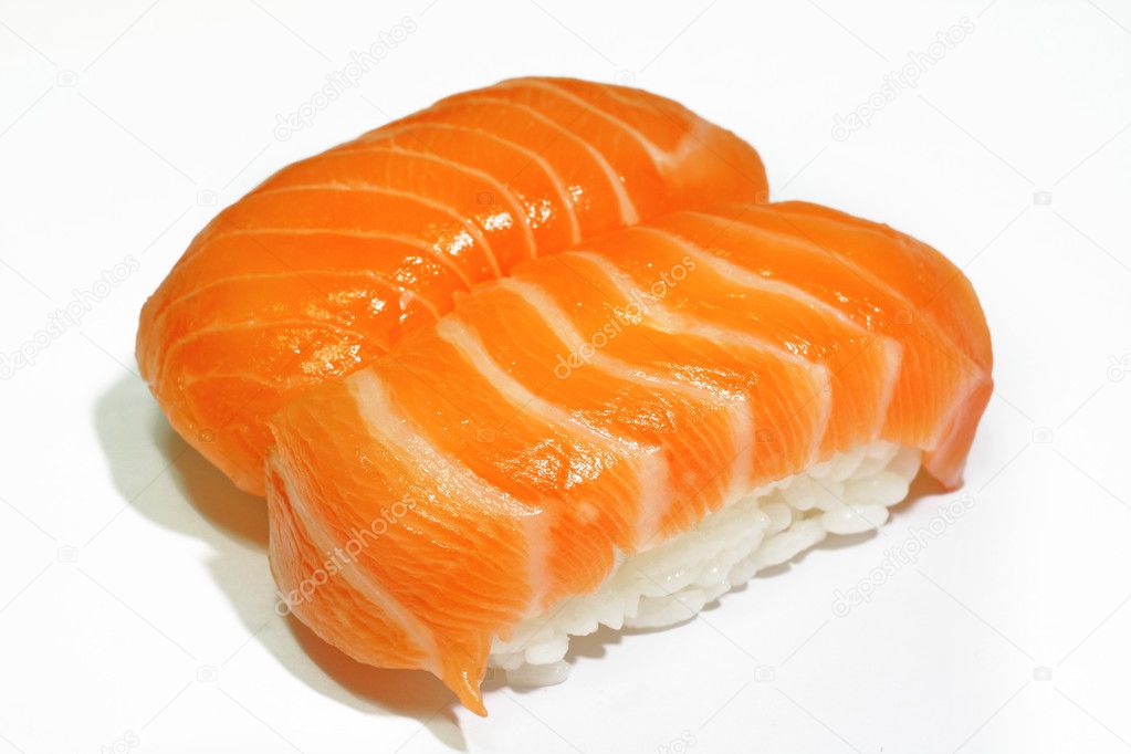 Sushi close up on the white background