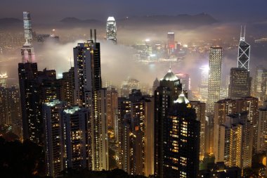 Hong Kong at night clipart