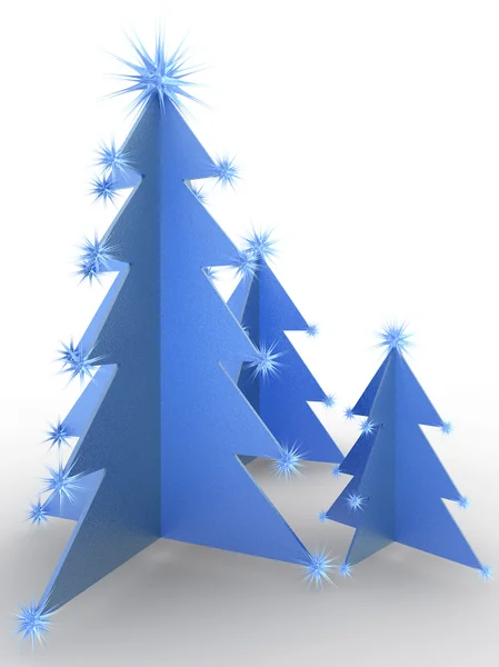 Rendered christmas tree in blue — Stock Photo, Image