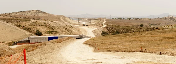 Bir yüksek hızlı tren hattı inşaat kırsal görünümü — Stok fotoğraf