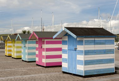 Wooden Huts at Falmouth Harbour, Cornwall, UK clipart