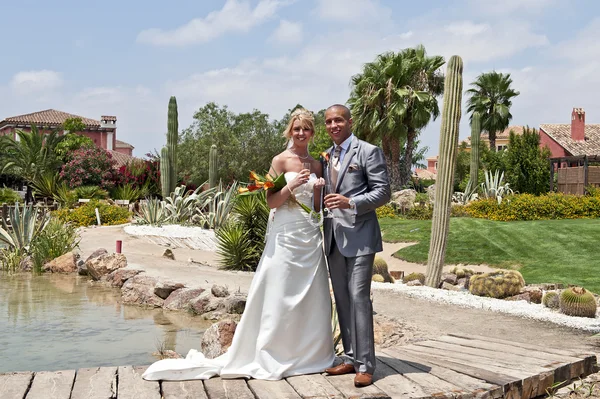 Bruid en bruidegom in de zon — Stockfoto