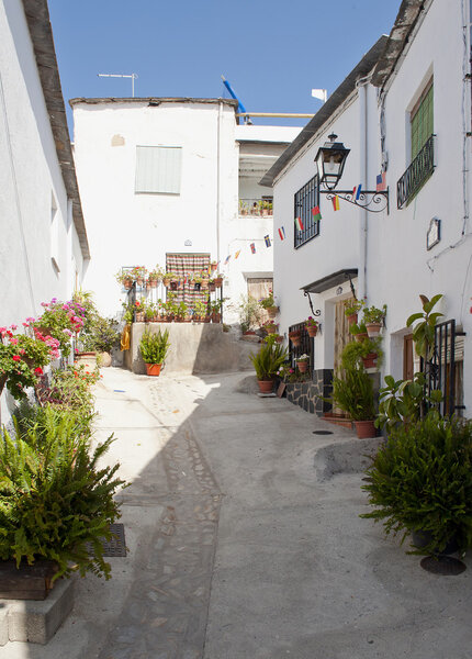 Side Street in Notaez Village in the Alpujarra Mountains, Granada Province, Andalusia, Spain