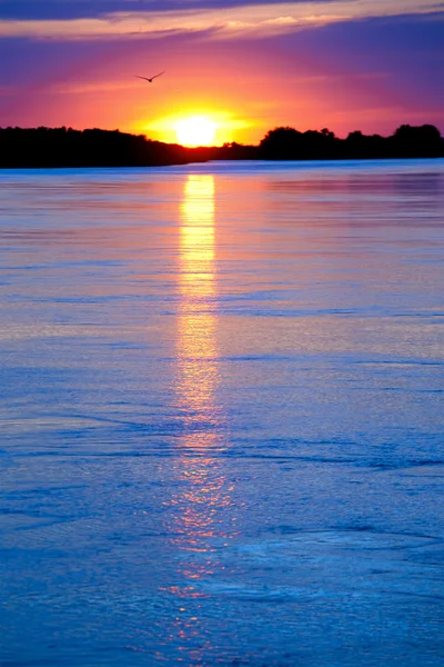 Pôr do sol no rio — Fotografia de Stock