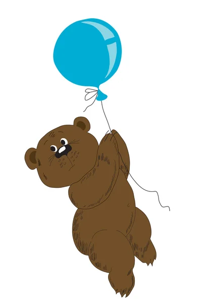 Desenho para um filme de desenhos animados. Um urso num balão — Vetor de Stock