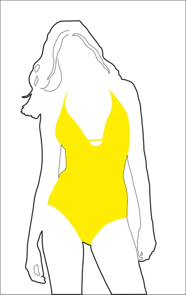Abstracte achtergrond. een silhouet van het meisje in een badpak — Stockvector