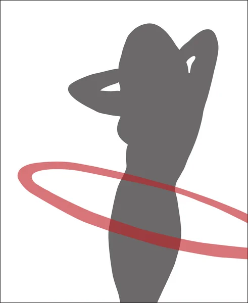 Abstracción. La silueta de la muchacha con el aro — Archivo Imágenes Vectoriales