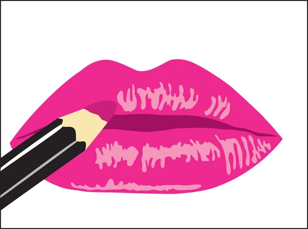 Contexte. Lèvres féminines avec rouge à lèvres — Image vectorielle