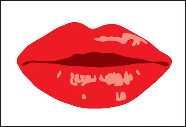 Contesto. Volume labbra femminili con rossetto — Vettoriale Stock