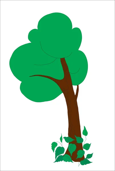 Antecedentes Dibujo de un árbol con una hierba — Vector de stock