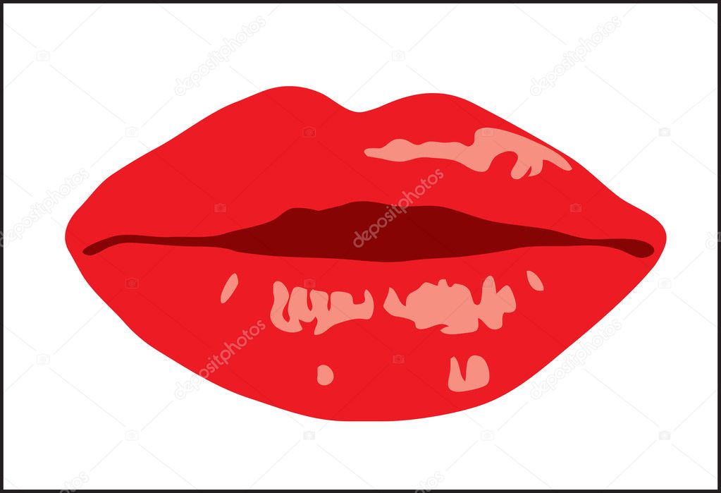 Background. Volume female lips with lipstick