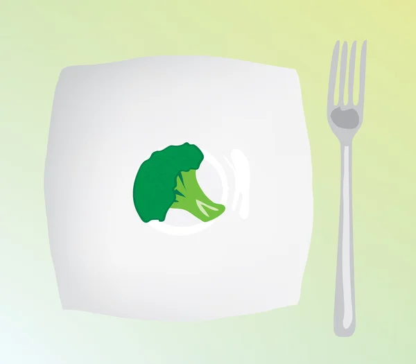 Μια διαιτητική τροφή. διαιτητικές λάχανο σε ένα πιάτο — Διανυσματικό Αρχείο