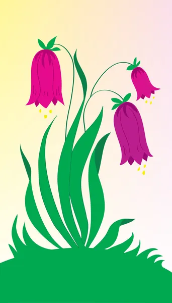 Fondo de flores. Tres floretes lila — Vector de stock