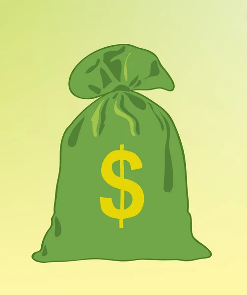 Background. A green bag with money — Stock Vector