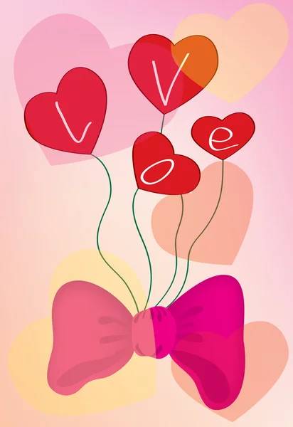 Abstrakt bakgrund. en rosa bakgrund med hjärtan och en rosett — Stock vektor
