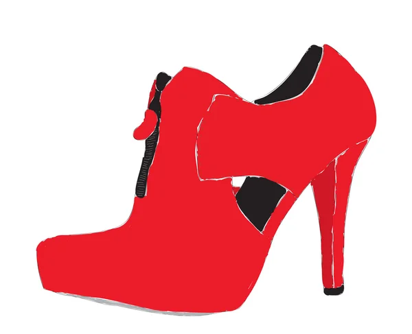 Muster eines weiblichen Schuhs mit roter Farbe. — Stockvektor