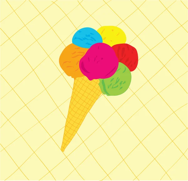 Sweet ice-cream cone. — Stock Vector