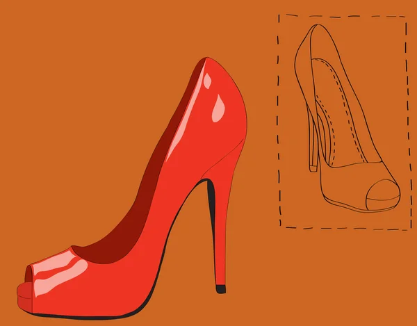 女性の赤い靴によって設計されました。. — ストックベクタ