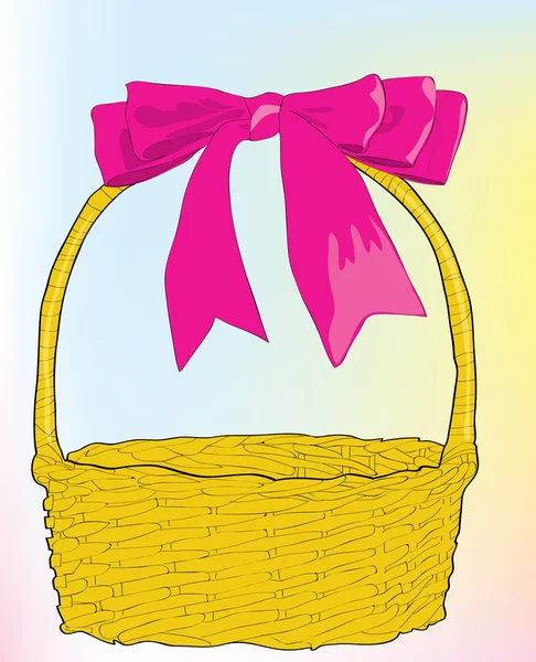 stock vector Beautiful wattled basket with a pink bow.