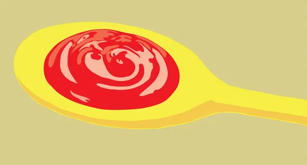 Γλυκό crimson μαρμελάδα σε ένα κουτάλι. — Διανυσματικό Αρχείο