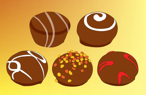 Chocolats avec des motifs différents . — Image vectorielle