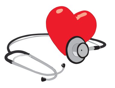 İnsan kalbi ve stetoskop.