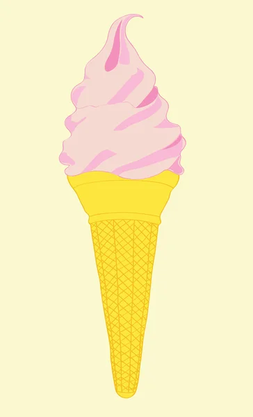 Tasty creamy pink ice-cream in a glass. — Stock Vector
