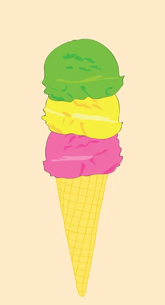 Tasty creamy color ice-cream in a glass. — Stock Vector