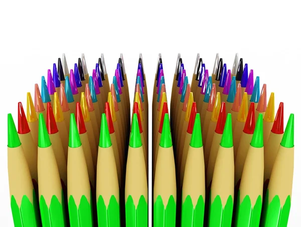 Mai multe rânduri de creioane colorate — Fotografie, imagine de stoc