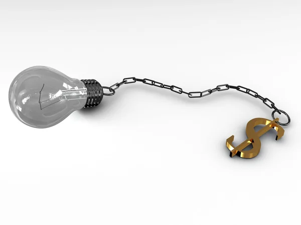 Light bulb on the chain with a dollar sign — Stock Photo, Image