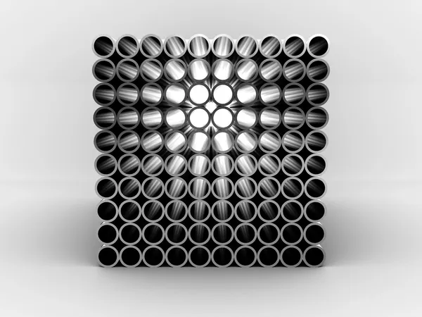 Ocelové trubky izolované na bílém pozadí. 3D — Stock fotografie