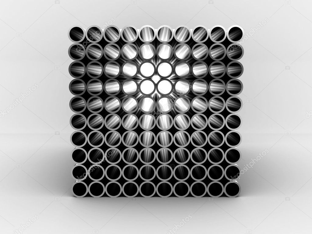 Steel pipes isolated on white background. 3D
