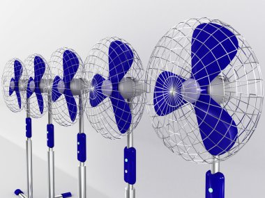 Beyaz arka plan üzerinde izole elektrikli fan üfleyici. 3D