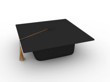 Master's cap for graduates isolated on white background. 3D clipart