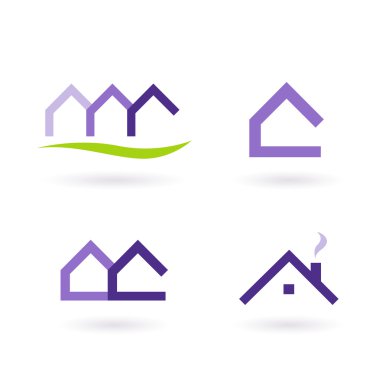 Real Estate Logo And Icons Vector - Purple and Green clipart