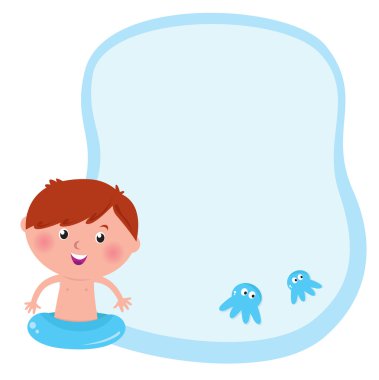 Blank template / banner for kids swimming - vector clipart