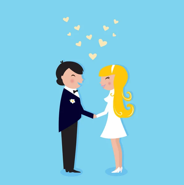 Romantische Trauung: Braut und Bräutigam — Stockvektor