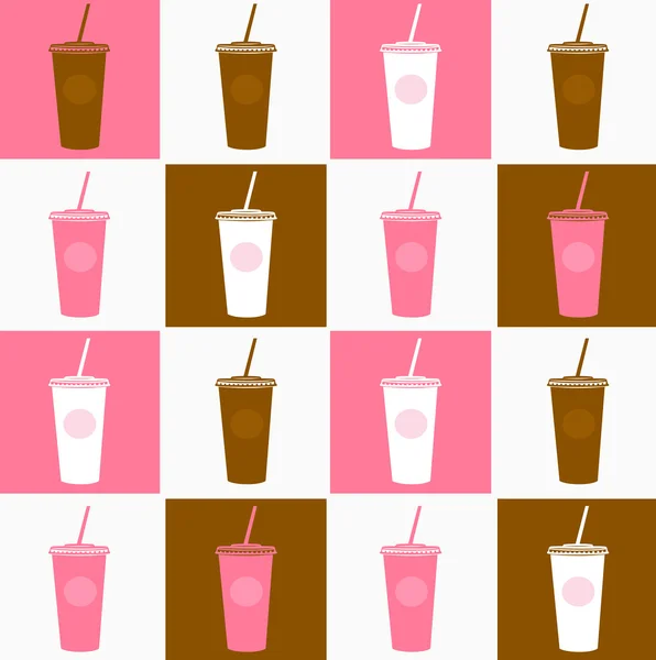 Fast Food Kaffeetasse Hintergrund Textur - rosa und braun — Stockvektor